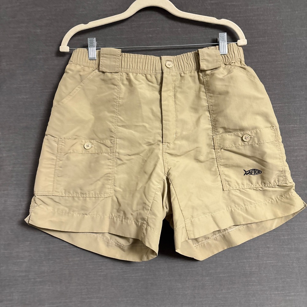 Vintage AFTCO Fishing Shorts 34 Khaki Nylon M01 Utility Cargo 90s Gorpcore 6"